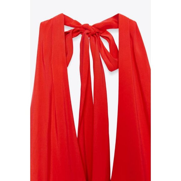 ZARA HALTER TIE MIDI DRESS - Picture 4 of 4
